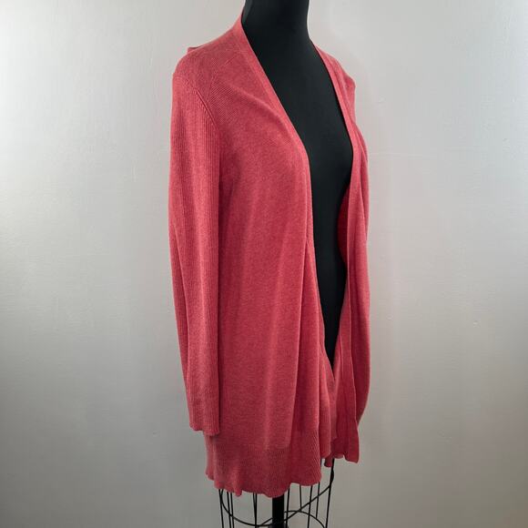 EILEEN FISHER Pink Organic Cotton Long Sleeve Open Front Knit Cardigan Sweater M - Picture 5 of 9
